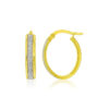 4x15mm oval hoop earrings in solid 14K two-tone gold