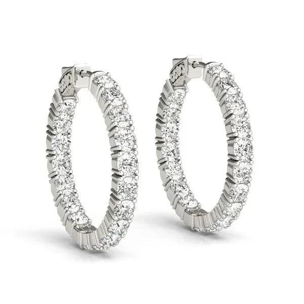 14K White Gold Lab-Grown Diamond Hoop Earrings 3 1/2cttw