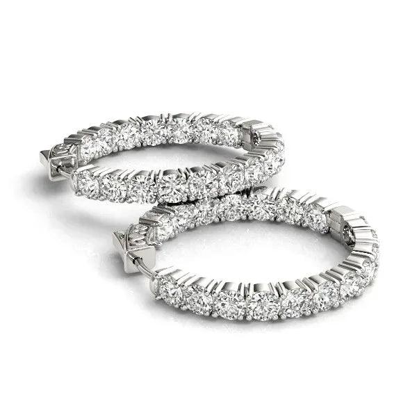 14K White Gold Lab-Grown Diamond Hoop Earrings 3 1/2cttw