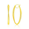 Twist oval hoop earrings in solid 14K yellow gold