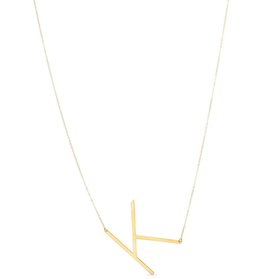 14K Yellow Gold Yours Truly Large Initial K Necklace