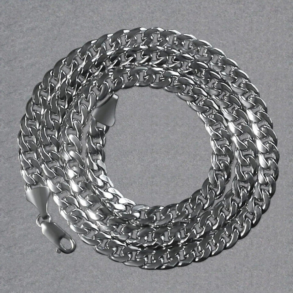 7.00mm cuban chain in 14K white gold, view 5