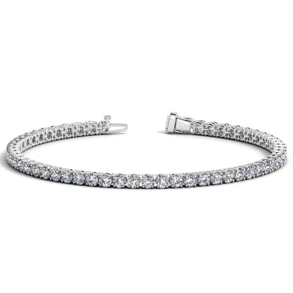 Lab-Grown Diamond Round Tennis Bracelet, 7 ct tw, 14K White Gold