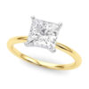 3 ct tw lab-grown diamond solitaire princess ring in solid 14K yellow gold, engagement ring, view 2
