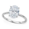 2 ct tw lab-grown diamond solitaire oval ring in solid 10K white gold, engagement ring, view 2
