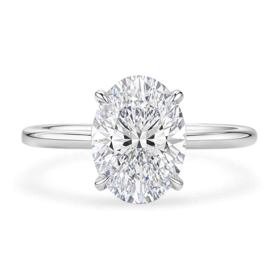10K White Gold Lab-Grown Diamond Solitaire Oval Ring 2cttw