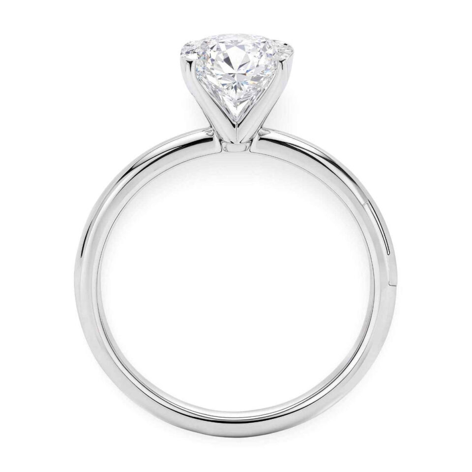 2 ct tw lab-grown diamond solitaire oval ring in solid 10K white gold, engagement ring, view 3