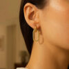 14K Yellow Gold Oval Linked Hoop Earrings