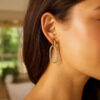 14K Yellow Gold Oval Linked Hoop Earrings