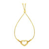 1 mm adjustable shiny open heart bracelet in solid 14K yellow gold