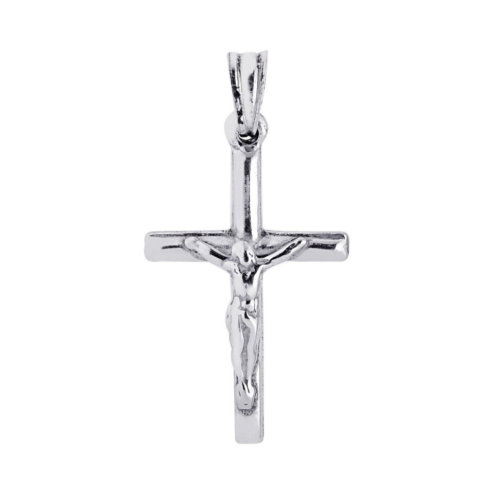Sterling Silver, Rhodium Plated Cross Crucifix