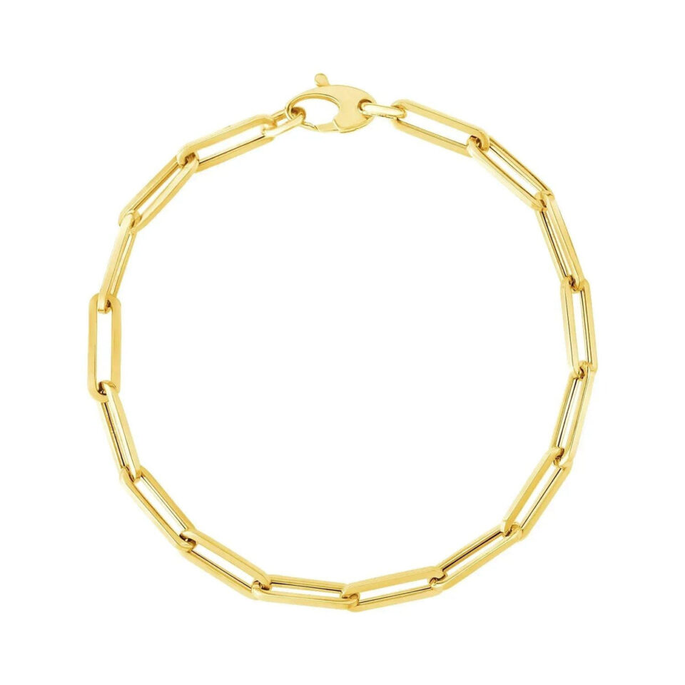 14K Yellow Gold Paperclip Bracelet 4.20mm