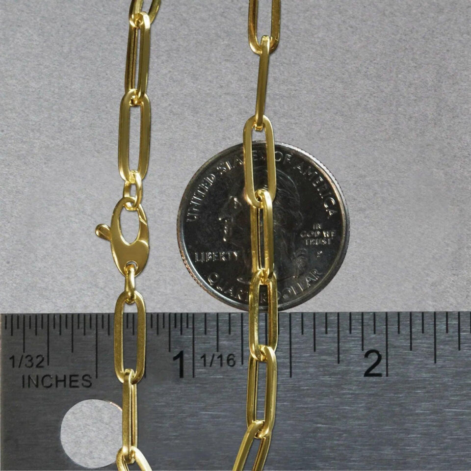 4.2 mm bold paperclip chain bracelet in solid 14K yellow gold, view 6