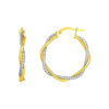 Round hoop earrings in solid 14K yellow and white gold