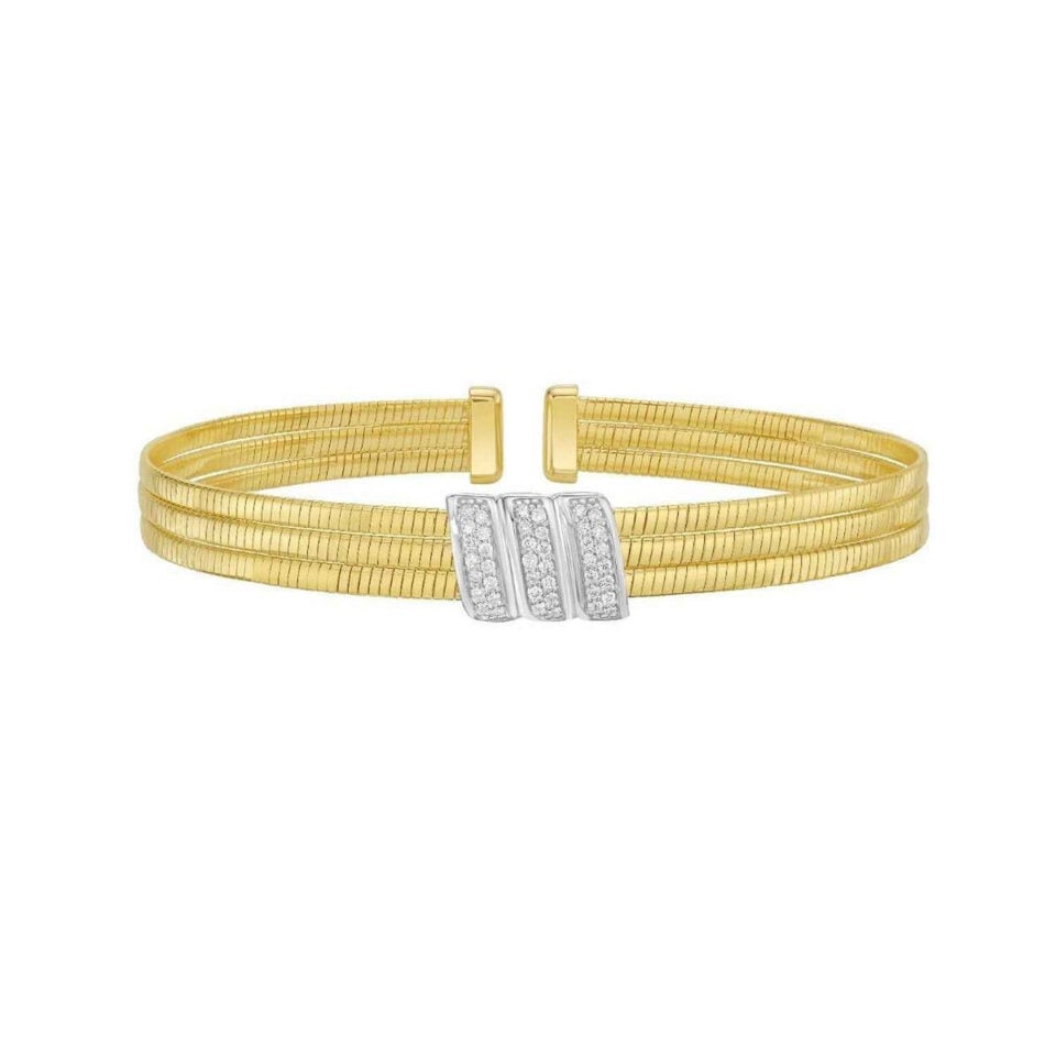 14K Yellow Gold Lab-Grown Diamond Bangle