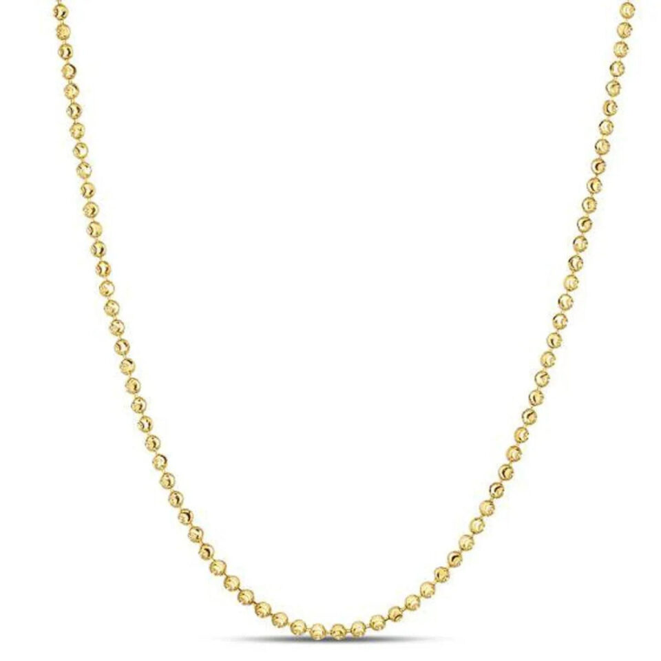 14K Yellow Gold Moon Bead Chain 2.00mm