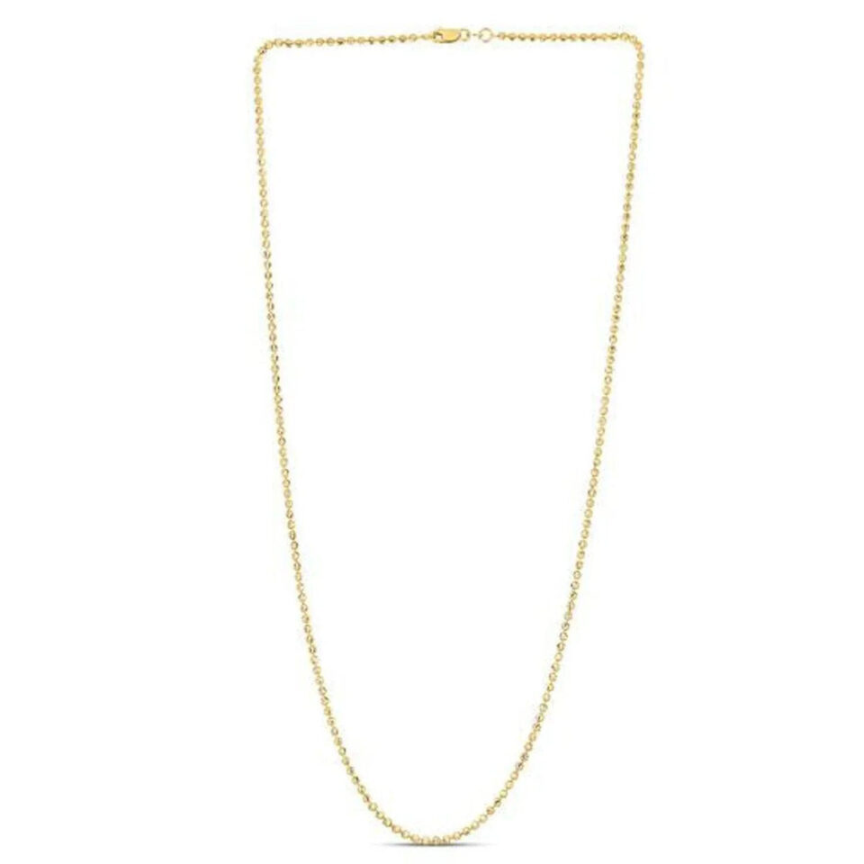 2.00mm moon bead chain in solid 14K yellow gold, view 3