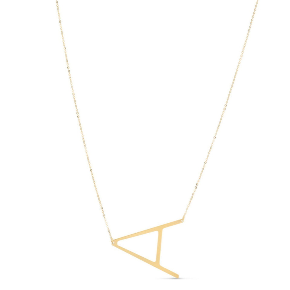 14K Yellow Gold Yours Truly Large Initial a Necklace
