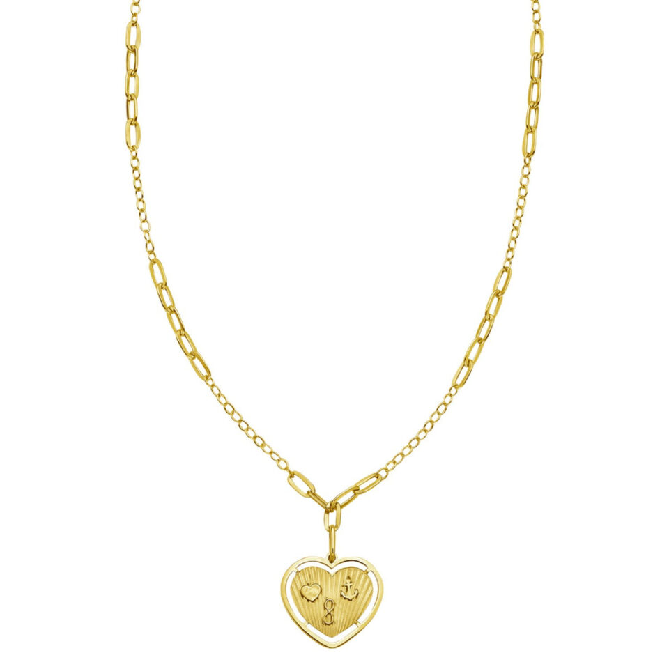14K Yellow Gold Heart Necklace 8.1g