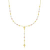 14K Tri-Color Gold Rosary Chain Necklace