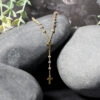 14K Tri-Color Gold Rosary Chain Necklace