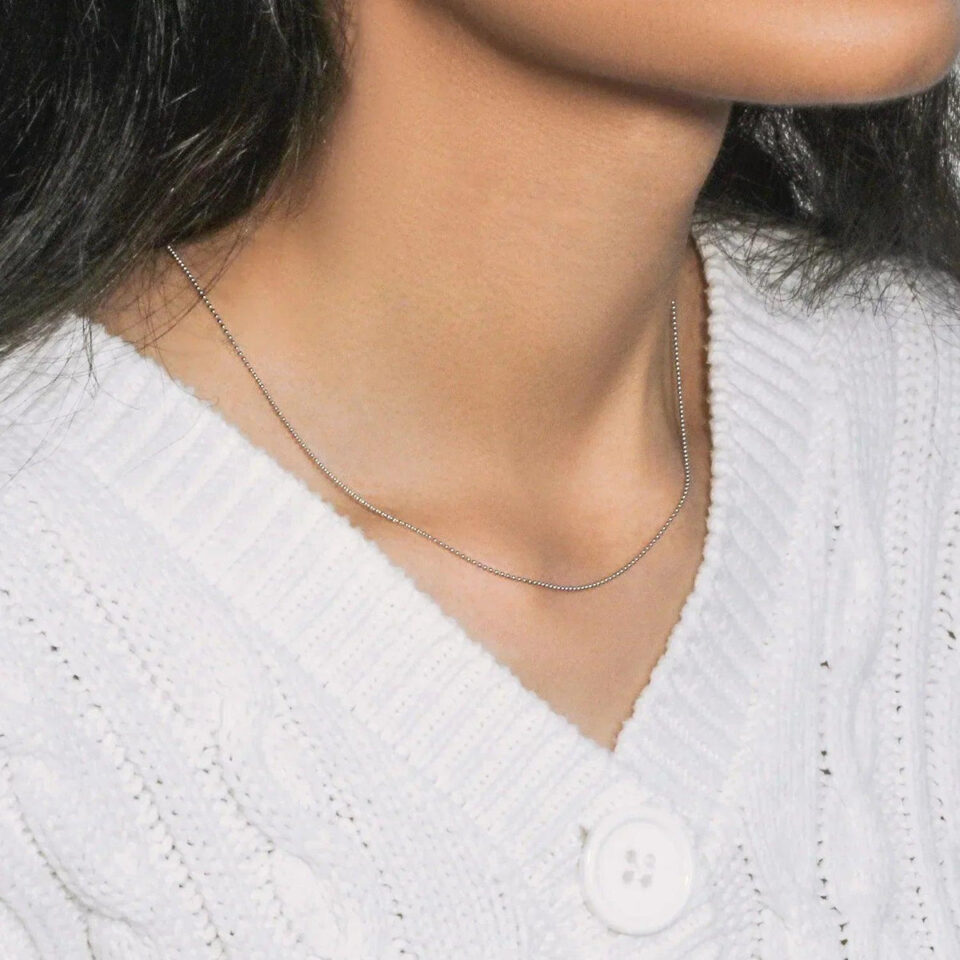 14K White Gold Bead Chain 1.0mm