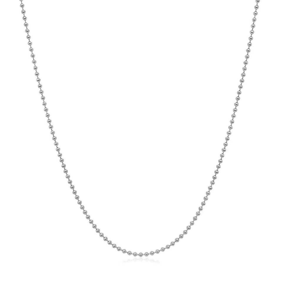 14K White Gold Bead Chain 1.0mm