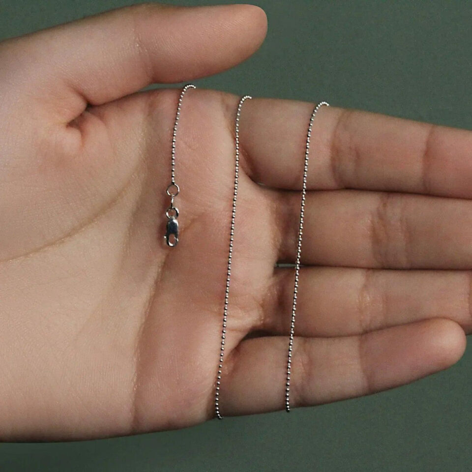 14K White Gold Bead Chain 1.0mm