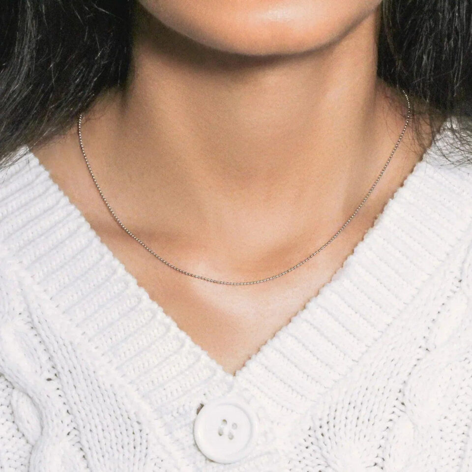 14K White Gold Bead Chain 1.0mm