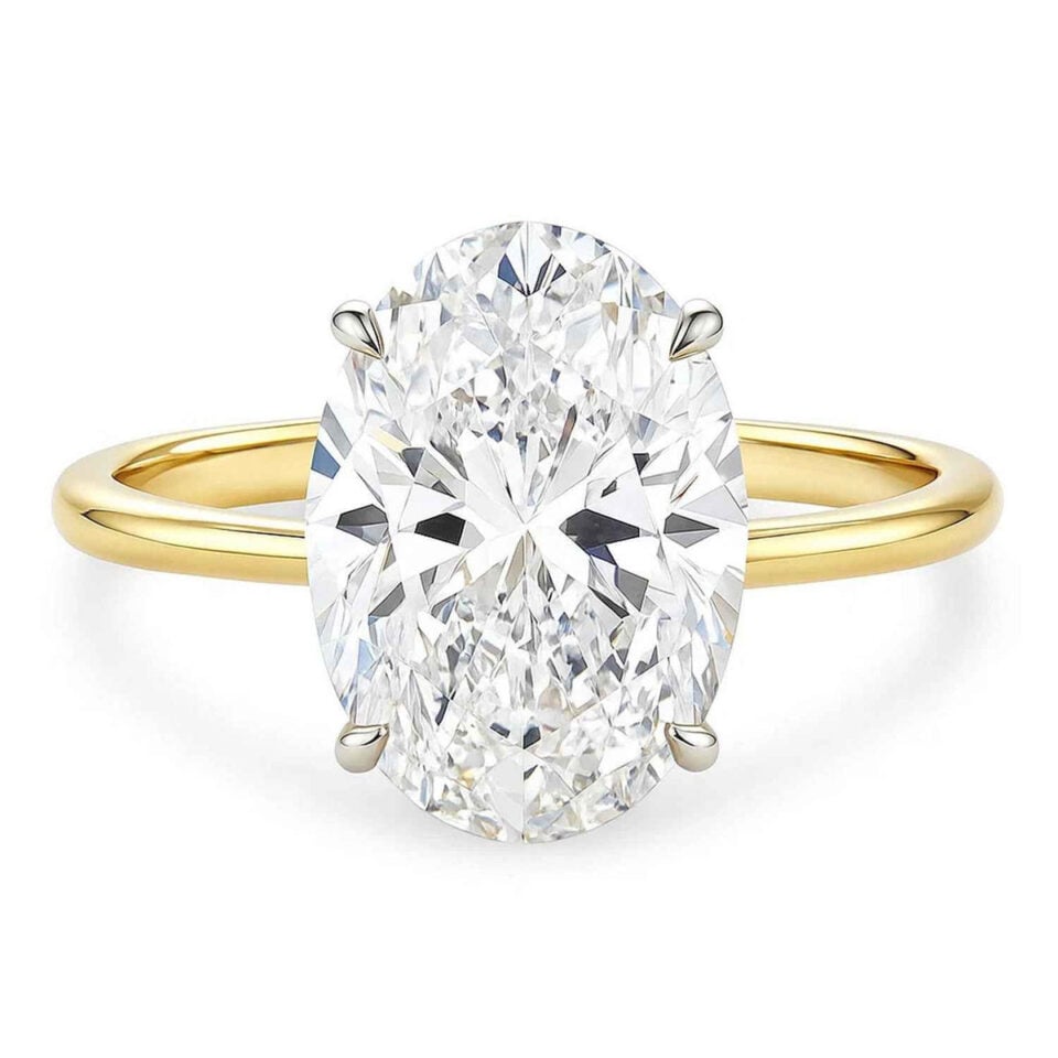 14K Yellow Gold Lab-Grown Diamond Solitaire Oval Ring 5cttw