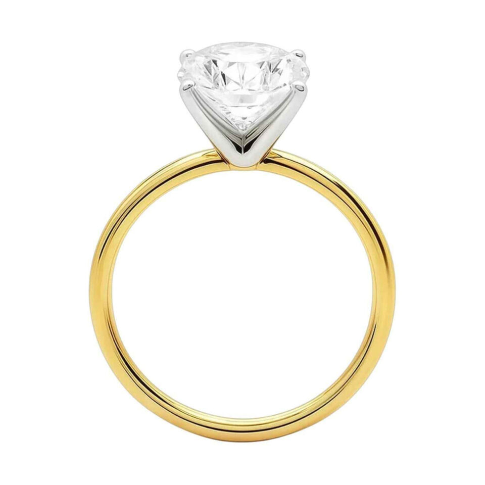 5 ct tw lab-grown diamond solitaire oval ring in solid 14K yellow gold, engagement ring, view 3