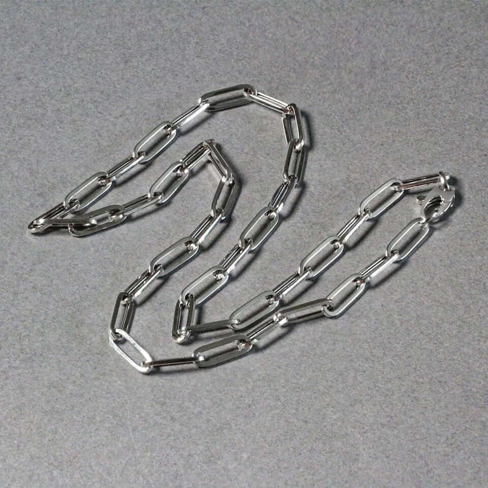 14K White Gold Paperclip Chain 4.2mm
