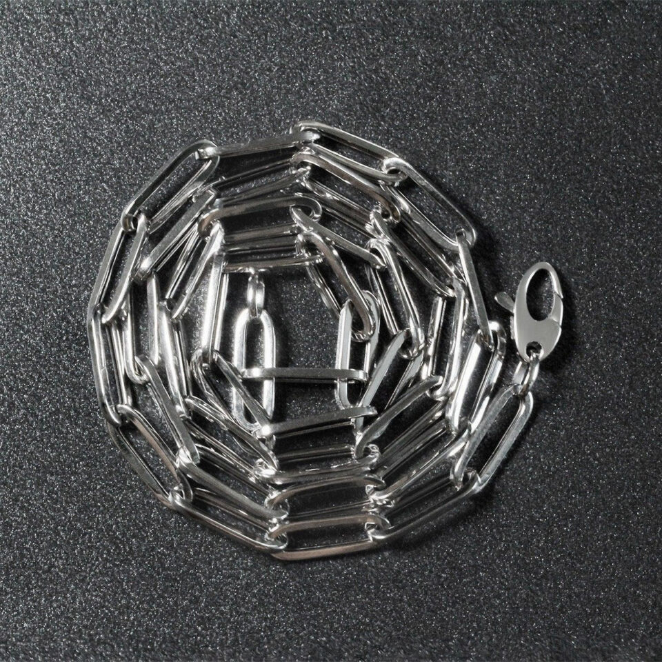 14K White Gold Paperclip Chain 4.2mm