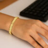 14K Yellow Gold Rib Link Bracelet, 7 mm