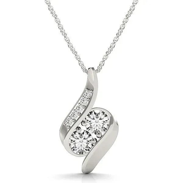 14K White Gold Lab-Grown Diamond Pendant 3/4cttw