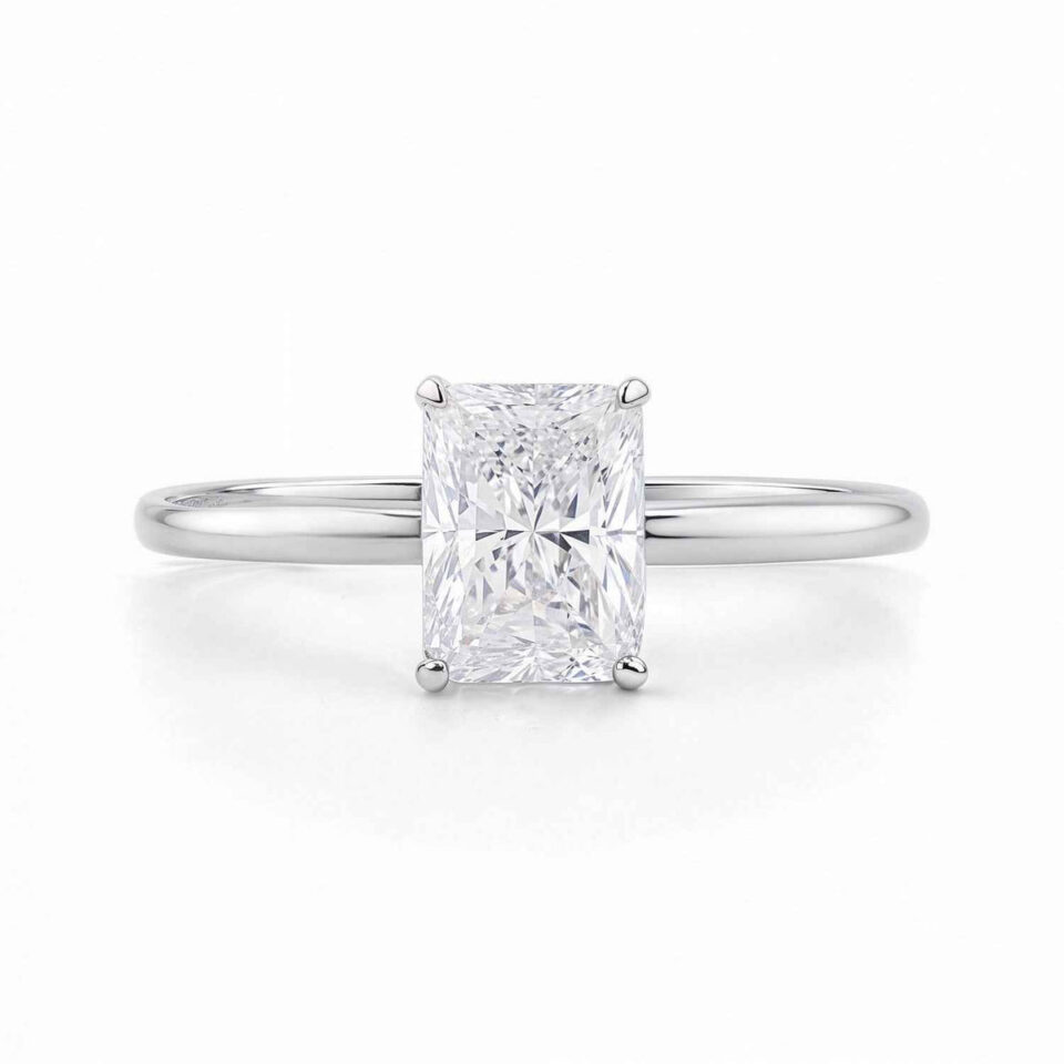 14K White Gold Lab-Grown Diamond Radiant Solitaire Ring 1 1/2cttw
