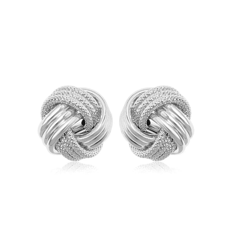 14K White Gold Earrings Love