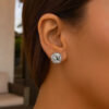 14K White Gold Earrings Love