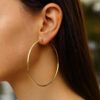 14K Yellow Gold Polished Hoop Earrings 2x70mm