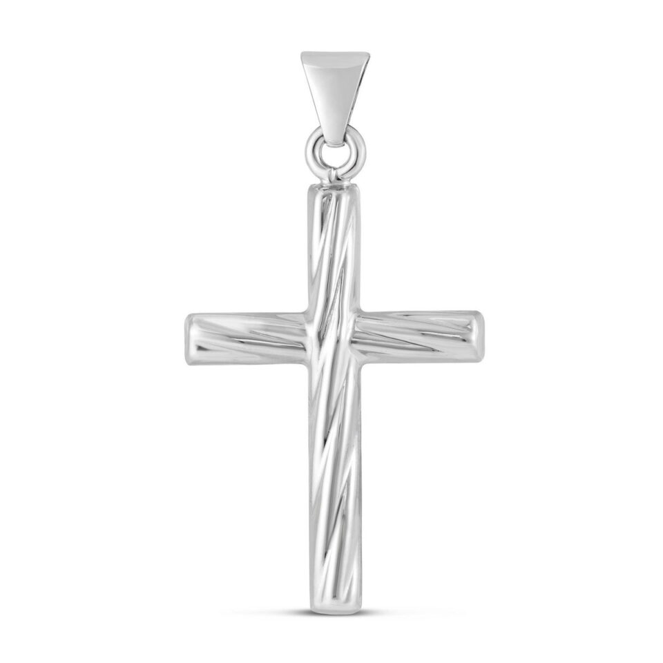 Sterling Silver, Rhodium Plated Twisted Pendant