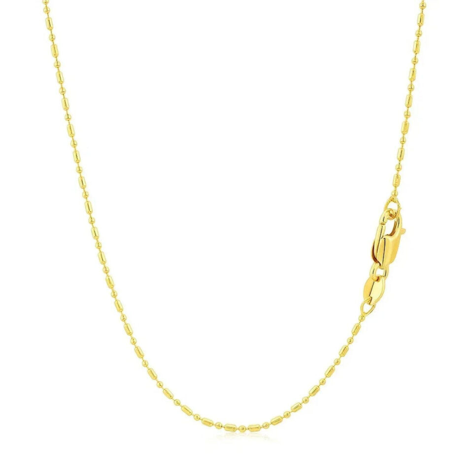 14K Yellow Gold Diamond-Cut Bead Chain, 0.9 mm