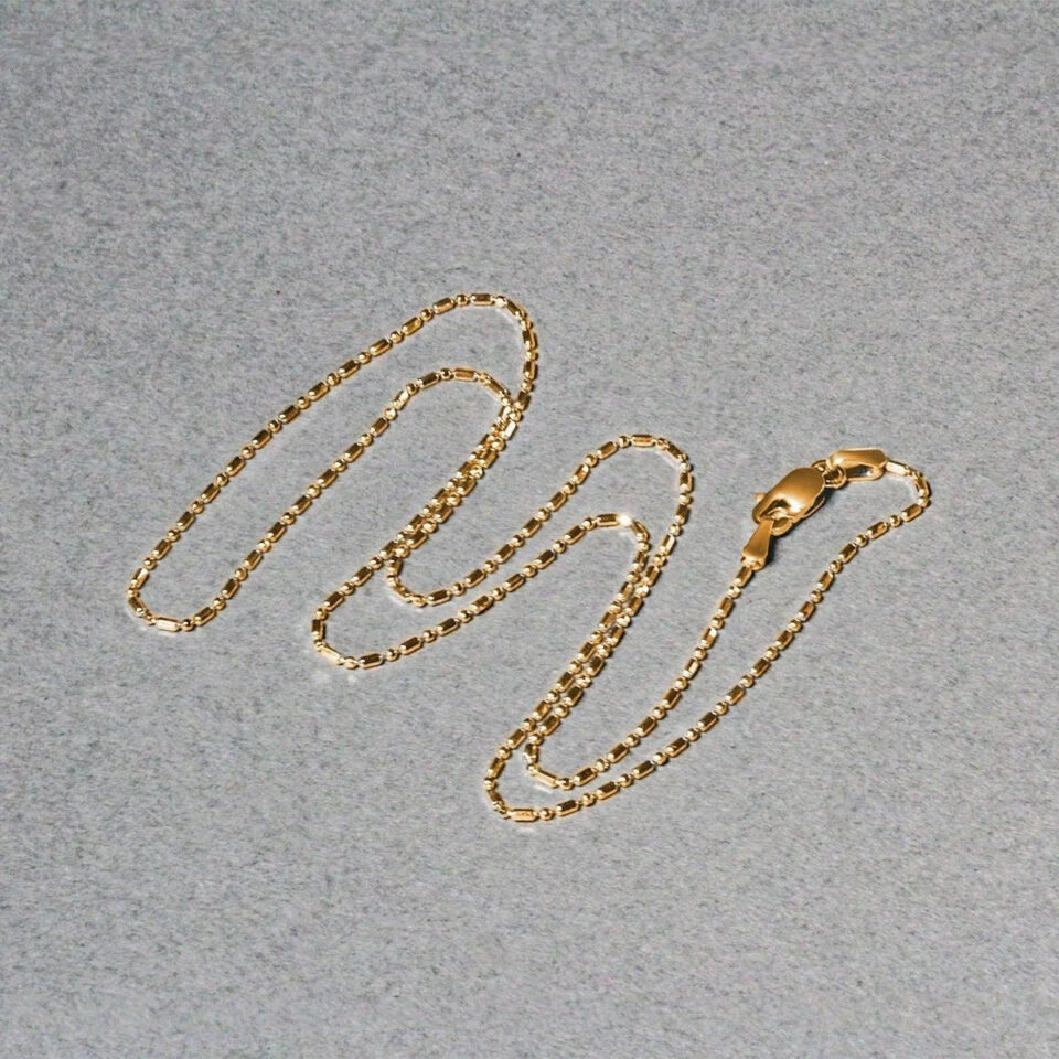 14K Yellow Gold Diamond-Cut Bead Chain, 0.9 mm