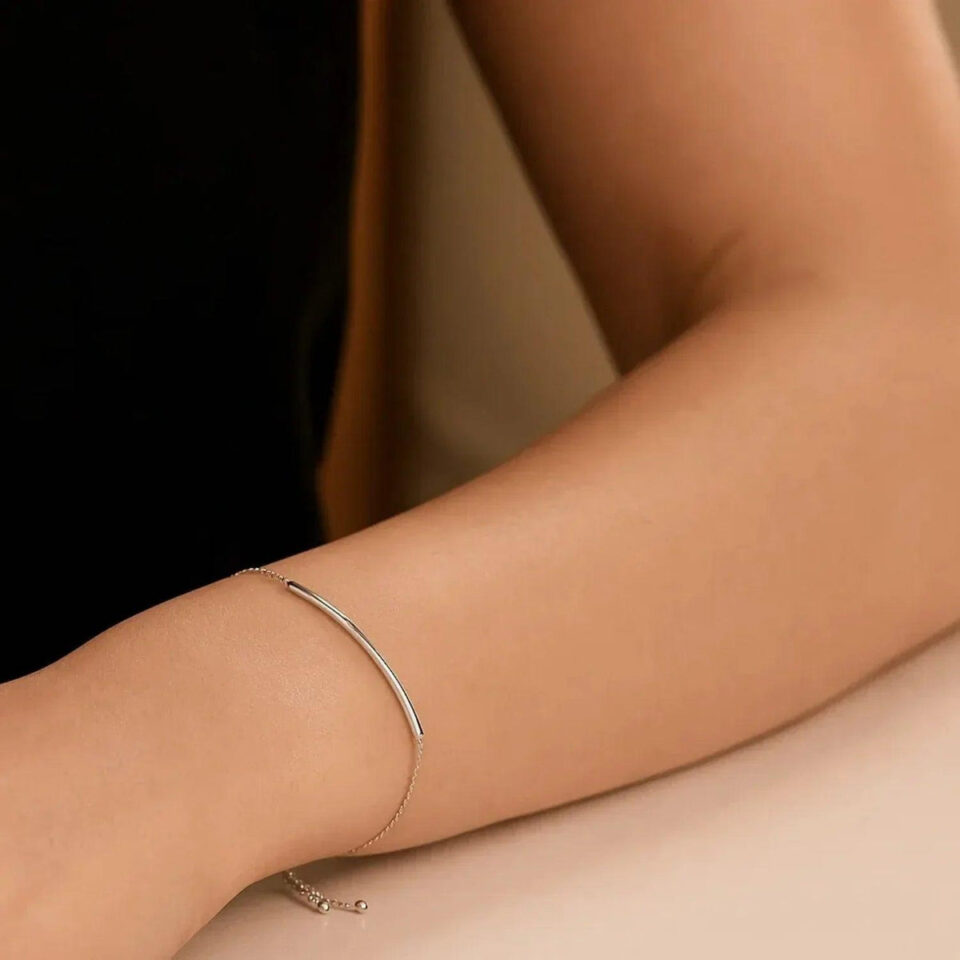 1.00mm bracelet in solid 14K white gold, view 7