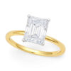 2 ct tw lab-grown diamond radiant solitaire ring in solid 10K yellow gold, engagement ring, view 2