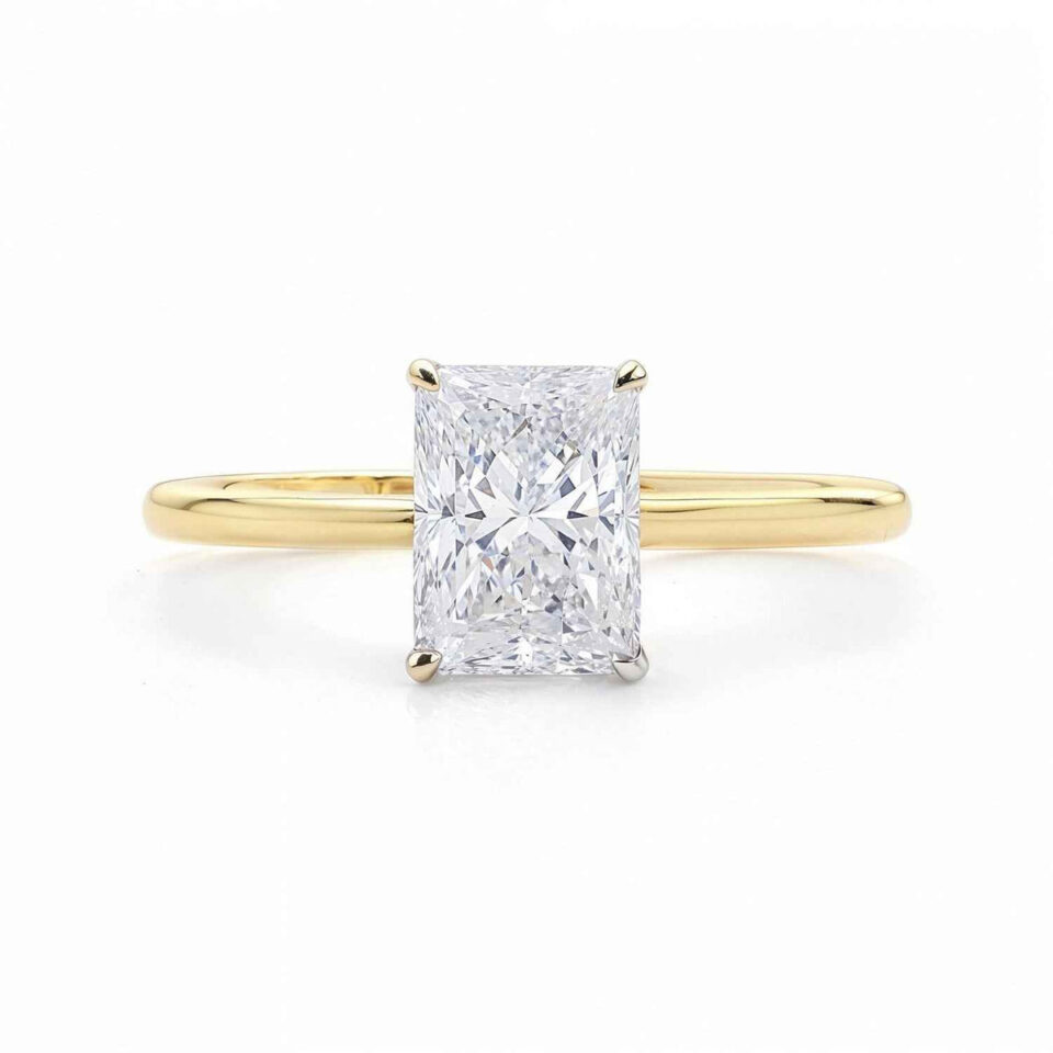 10K Yellow Gold Lab-Grown Diamond Radiant Solitaire Ring 2cttw