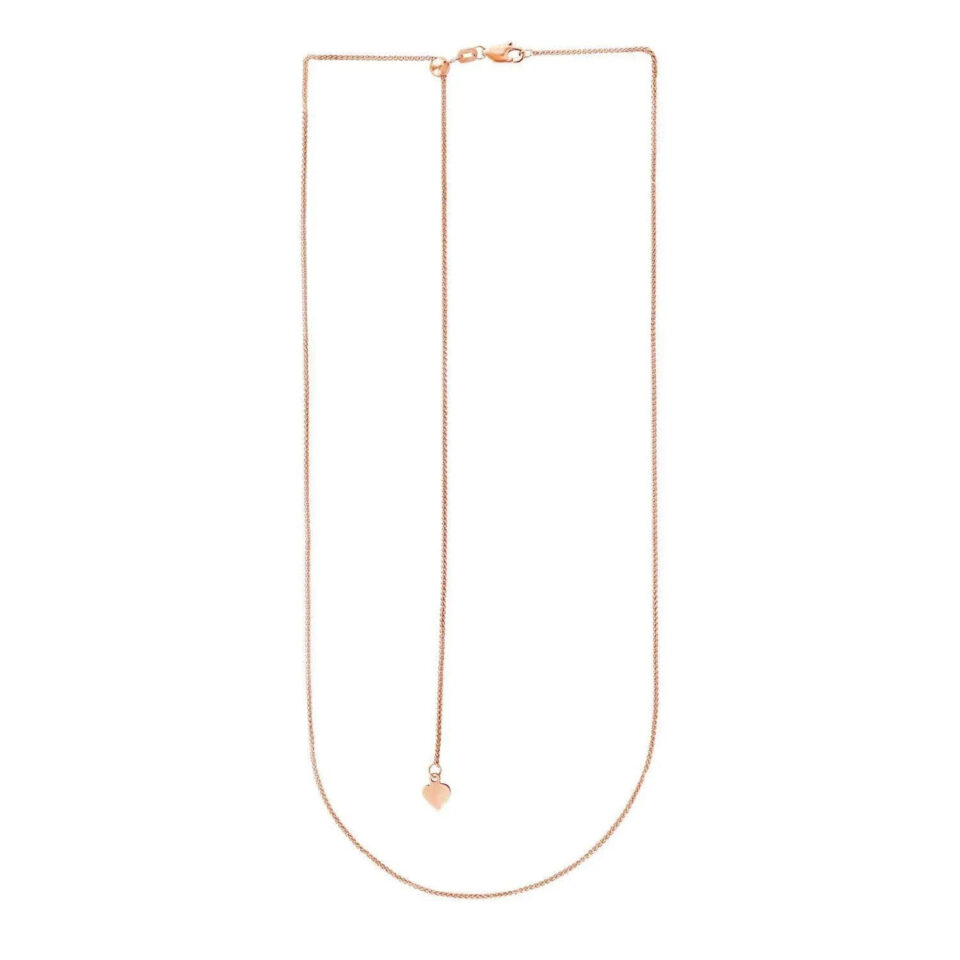 14K Rose Gold Adjustable Wheat Chain