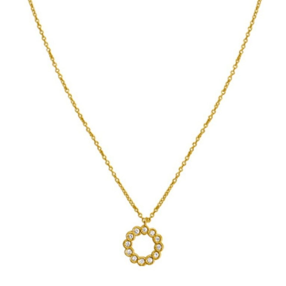 14K Yellow Gold Circle Lab-Grown Diamond Necklace