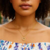 14K Yellow Gold Circle Lab-Grown Diamond Necklace
