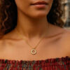 14K Yellow Gold Circle Lab-Grown Diamond Necklace