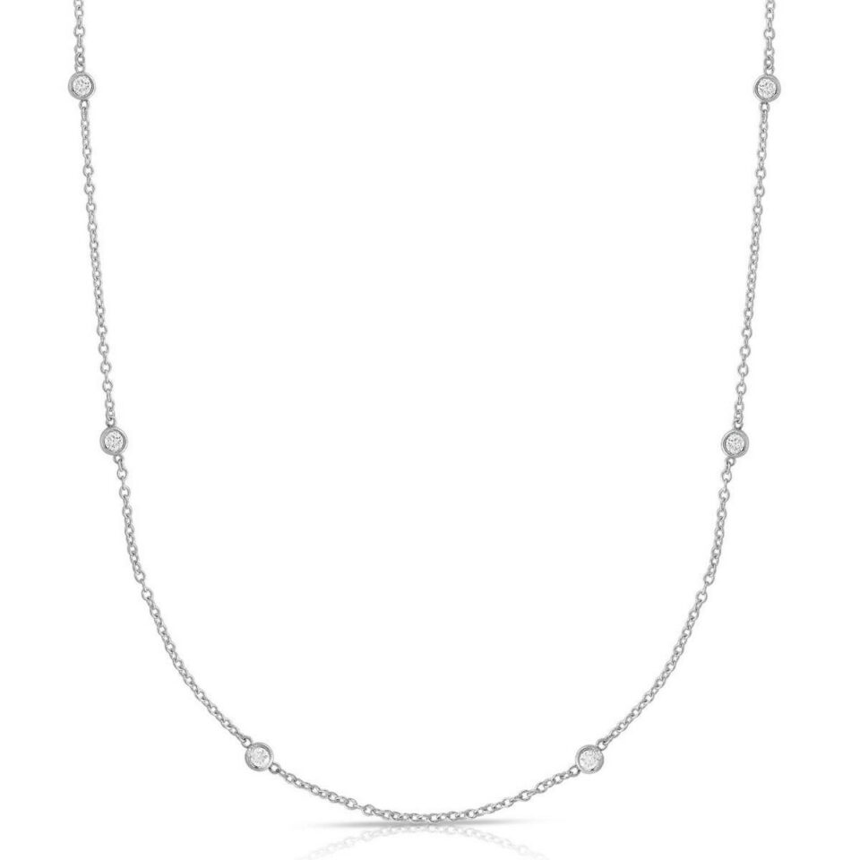 14K White Gold Lab-Grown Diamonds by the Yard Necklace